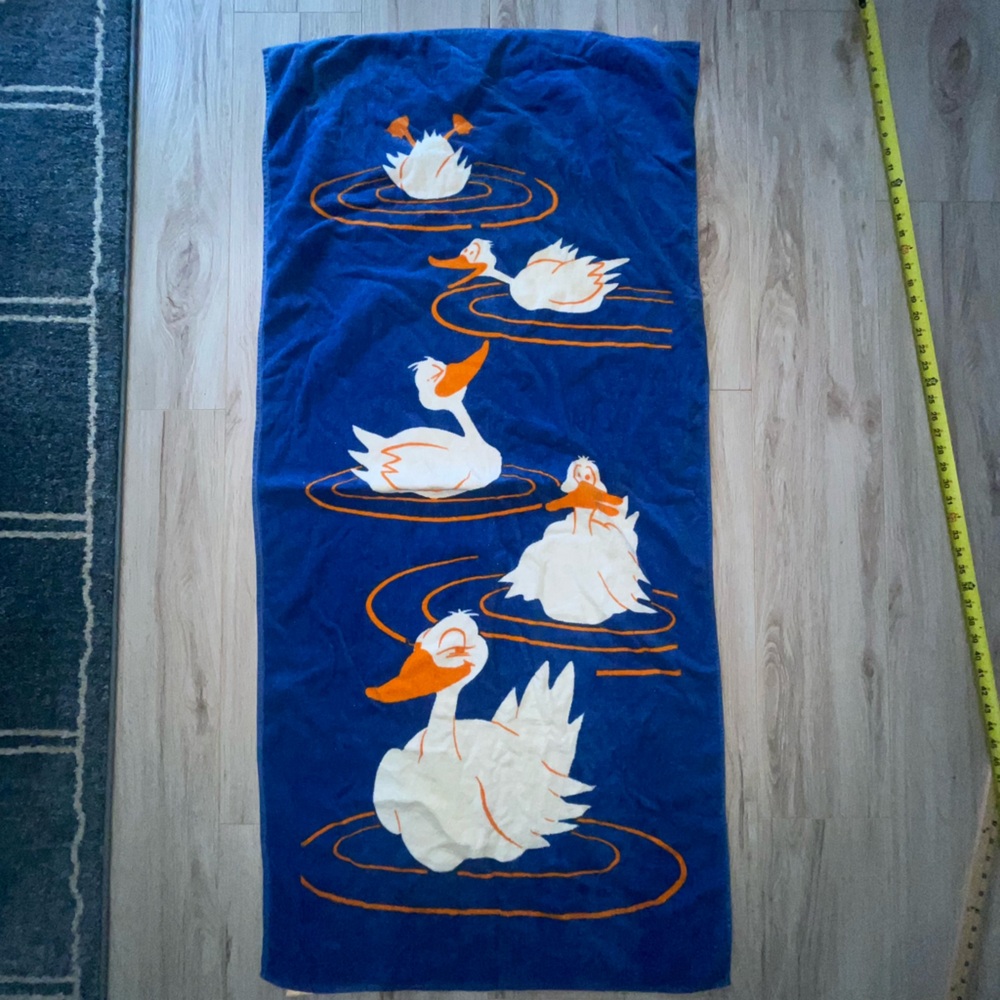 Vintage Hilasal Duck Towel Blue Orange Beach
